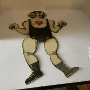 Vintage 1940’s Comic Pull String Muscle Man Wall Hanging - Bild 1 von 4