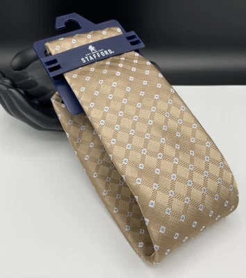 Corbata de poliéster para hombre STAFFORD ~ topo ~ rejilla ~ NUEVA PRECIO DE VENTA SUGERIDO POR EL FABRICANTE: $34. Foto 1 de 3