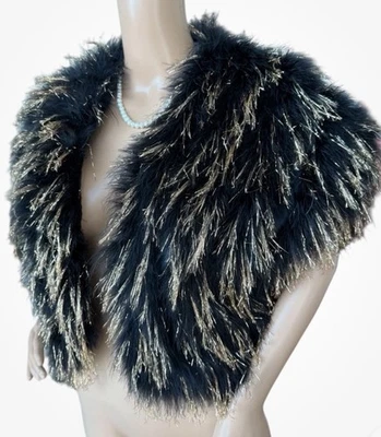 S De Colección Roc Negro Cojo Dorado Disco Chaleco Abrigo de Piel Estola Shaw Capa Vanguardia Foto 1 de 4