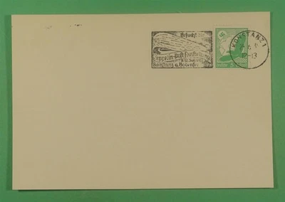 DR WHO 1939 GERMANY ZEPPELIN EXPO SLOGAN CANCEL POSTCARD KONSTANZ M55186 - Image 1 of 2