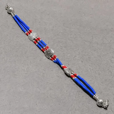 Pulsera de joyería étnica nepalí hecha a mano de coral rojo lapislázuli 7" SR 2029 Foto 1 de 4