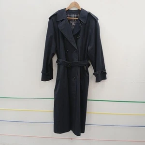 Burberrys Vintage Trench Coat Womens Size UK 16 EX Long Navy Blue Designer RMF03 - Picture 1 of 9
