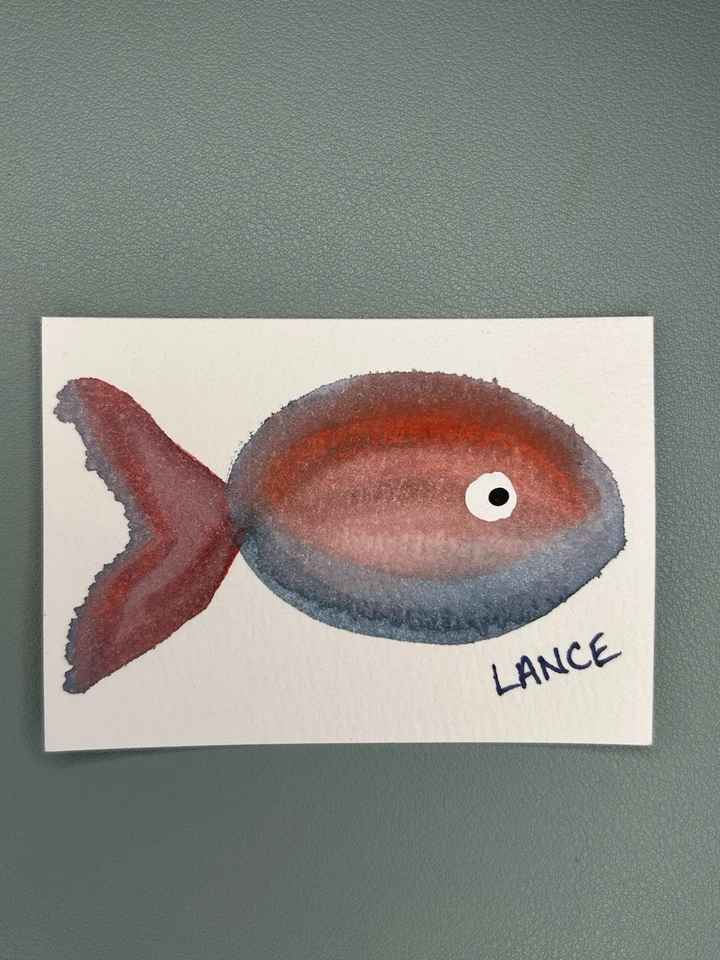 原版水粉鱼画“兰斯”沿海艺术 ACEO FL 艺术家 Amy Lethem — 第 1/1 张图片