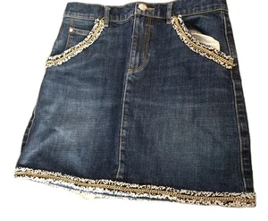 Juicy Couture Dark Blue Denim Skirt Short Cutoffs Size 27 - Picture 1 of 7