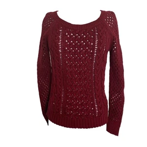 American Eagle Outfitters Womens Sweater Size XS Maroon Open Knit Extra Small - Picture 1 of 6
