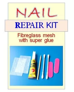Nail REPAIR Kit for temporary fix of split or damaged Nails, w/mesh & superglue - Picture 1 of 6