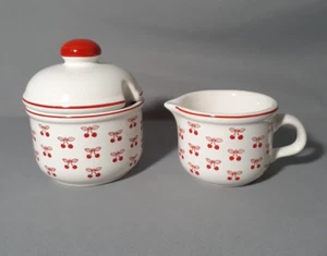 Vintage Waechtersback Cream and Sugar w/Lid Red Cherries Made in West Germany. - Picture 1 of 9