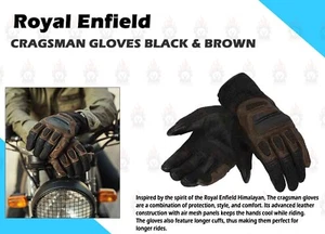ROYAL ENFIELD RIDER "CRAGSMAN GLOVES BLACK & BROWN" PAIR - Picture 1 of 11