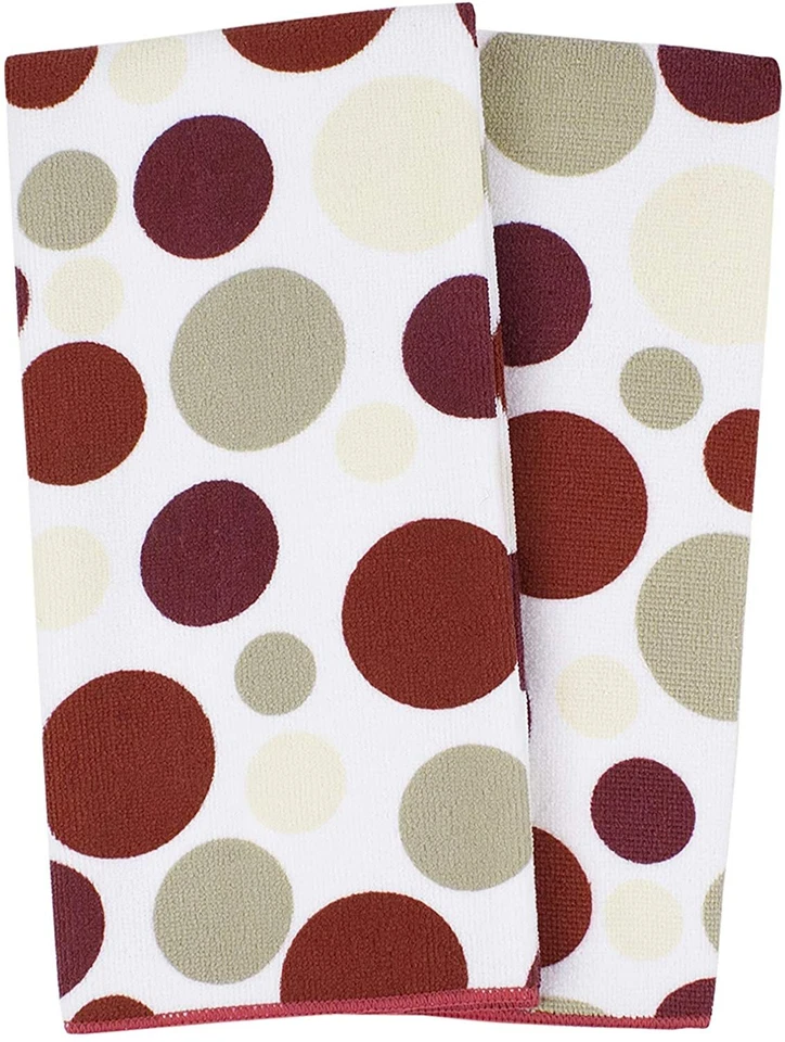 2 toallas de cocina Ritz de microfibra a lunares - color sin pelusa: carmesí 25x16 Foto 1 de 4