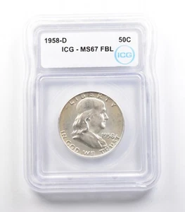 1958-D Franklin Half Dollar MS67 FBL ICG *2386 - Picture 1 of 3