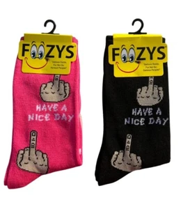 Middle Finger Have a Nice Day Flip Off Bird Hand Sarcasm 2 Pairs  Women's Socks - Picture 1 of 1