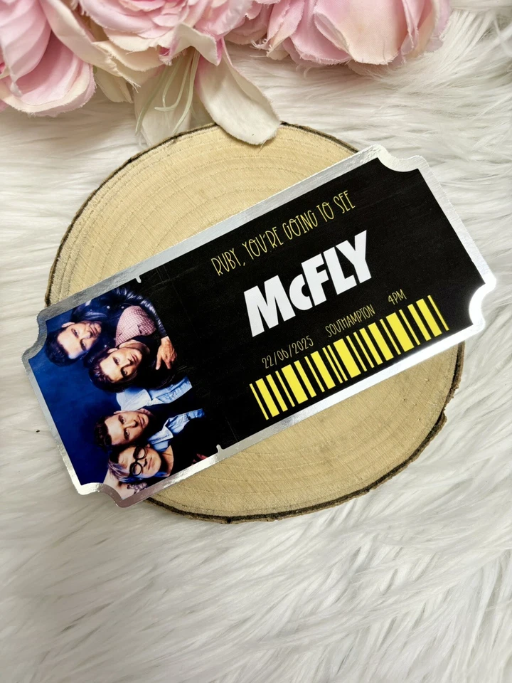 SWEETCHEEKS BOWTIQUE Personalised Mcfly Surprise Event Concert Festival Ticket Voucher Birthday Gift