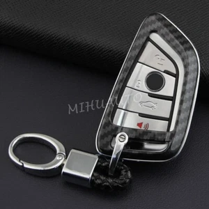 Carbon Fiber Key Fob Cover Case Chain For BMW G20 G30 G11 X1 X2 X3 X4 X5 X6 X7 - Picture 1 of 8