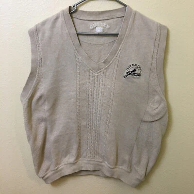 Vintage US Open Golf Collection Vest Mens XL Sweater 2001 Southern Hills Tan - Image 1 of 4