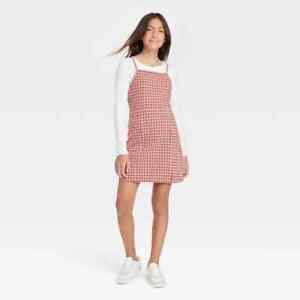 Art Class Girls Houndstooth Pink-Brown 2 Fer Top & Dress Size XXL 18