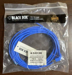 Black Box Cat 5e 15ft Shielded Patch Cable – Angled 90° to Straight – Blue New - Bild 1 von 2