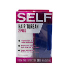 NEW SELF Hair Turban 2 Pack (Sapphire/White) Lightweight & Absorbent