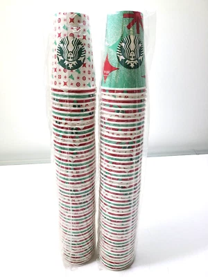 Starbucks Coffee Disposable Paper Cups Qty 100 10oz Christmas Holiday NO LIDS - Image 1 of 4