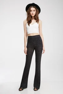 Neu mit Etikett Forever 21 anthrazit melierte lange Strick Stretch Schlaghose Schlaghose XS - Bild 1 von 4