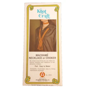 Knot Craft Pattern Macrame Necklace Choker Wellington Puritan Mills 1971 VTG - Picture 1 of 8