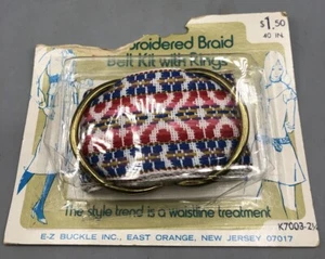 Vintage Embroidered Braid Belt Kit with Rings Women’s Fashion 1970s - Picture 1 of 5