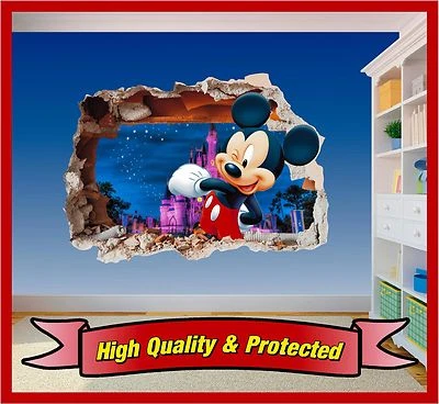 Mickey Mouse Hole in Wall - Disney Printed Vinyl Sticker Decal Childrens Bedroom - Image 1 of 2