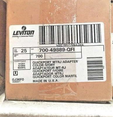 (K) Leviton Quickport MTRJ Adapter 700-49889-QFI (Ivory) Box Of 25  - Image 1 of 2