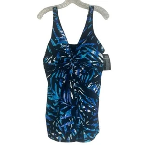 NWT Swim 365 Smocked Swim Dress One Piece Tummy Control UPF 50 Women Plus SZ 18 - Picture 1 of 12