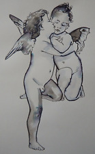 Ink drawing valentines Preraphaelite 'L'Amour et Psyché' after Bourguereau Love