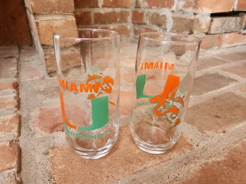 Set Of 2~Collectible University Of Miami Hurricanes® 16oz Glasses Libbey Cover