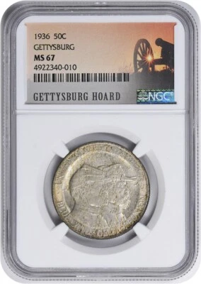 Gettysburg Commemorative Silver Half Dollar 1936 MS67 NGC - Image 1 of 4