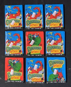 1988 Topps Dinosaurs Attack! Lot of 9 Wax Packs 5 Cards and 1 Sticker Per Pack - Picture 1 of 1