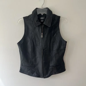 M.T. Studio Leather Vest Women's 6 Black Sleeveless Moto Jacket - Picture 1 of 4