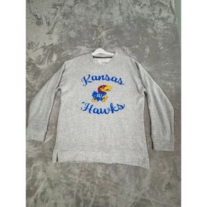 Pressbox Kansas Jayhawks KU Crewneck Sweatshirt Grey Heather Women's Large - Picture 1 of 9
