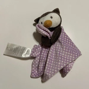 Little Miracles Lovey Security Blanket Plush Owl Bird Purple Dot Brown - Imagen 1 de 5