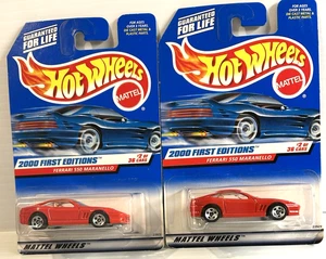 2000 1st Ed Hot Wheels Red FERRARI 550 MARANELLO #062 5 Spk LOT OF 2 - Picture 1 of 2