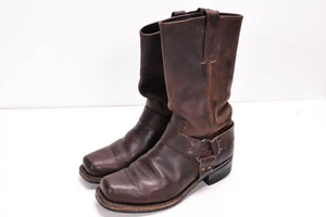 Vintage Frye Men Harness Boot USA Brown Square Toe 9M - Picture 1 of 12