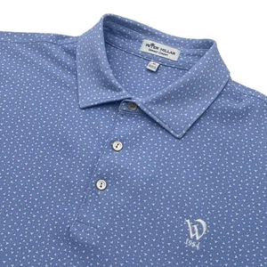 Camisa Polo Peter Millar Para Hombres Mediana Verano Confort Azul Blanco Triángulo AOP Golf - Imagen 1 de 7