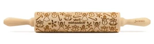 Folkroll Motiv-Teigrolle „Frohe Weihnachten groß“ – Teigrolle aus Holz | 43 cm - Bild 1 von 1