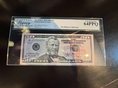 DBR 2013 $50 San Francisco Fr. 2132-L Legacy 64 PPQ Serial ML27276305A - Image 1 of 2