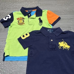 Polo Ralph Lauren Lot Of 2 Shirts Golf Embroidered Boys Kids 5 Big Pony Crest - Picture 1 of 15