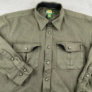 Cabelas Shirt Mens XL Green Wool Button Up Outdoor Hunting Workwear Heavyweight - Picture 1 of 10