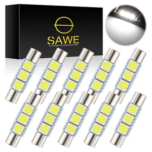 10 x SAWE White LED Sun Visor Vanity Mirror Lights Bulb T6 6612F 6614F 6641 28mm - Picture 1 of 5