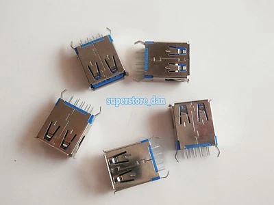 5X USB 3.0 Female Type-A 9 Pin 180° SMT SMD DIP USB Connector 2 Legs - Image 1 of 4