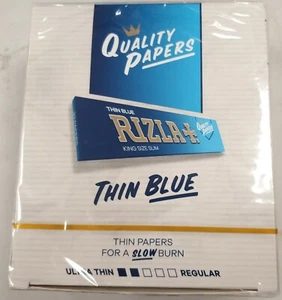 Caja completa de 50 folletos de papel para cigarrillos Rizla King talla azul delgado rodante £ 17.49 - Imagen 1 de 1