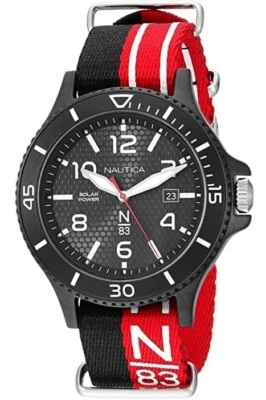 Men's Nautica Watch Cocoa Beach red & black Strap Canvas Solar Powered NAPCBS901 - Image 1 of 2