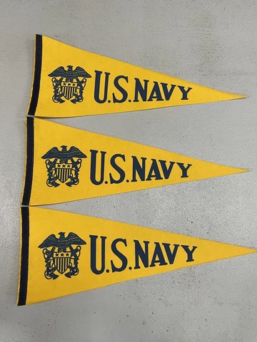 3 VINTAGE United States U.S. NAVY PENNANTS Cover