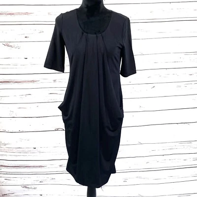 Lafayette 148 New York Dress Women’s Small Black Sheath Draped Front Stretch NWT - Image 1 of 4