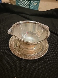 Vintage Delli Inc versilberte Sauciere mit angenähter Tropfplatte  - Bild 1 von 5