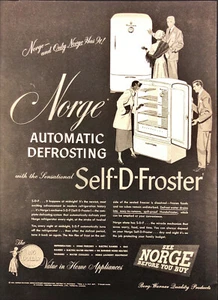 1949 Norge Refrigirator Vintage Print Ad Self Automatic Defrosting - Picture 1 of 1